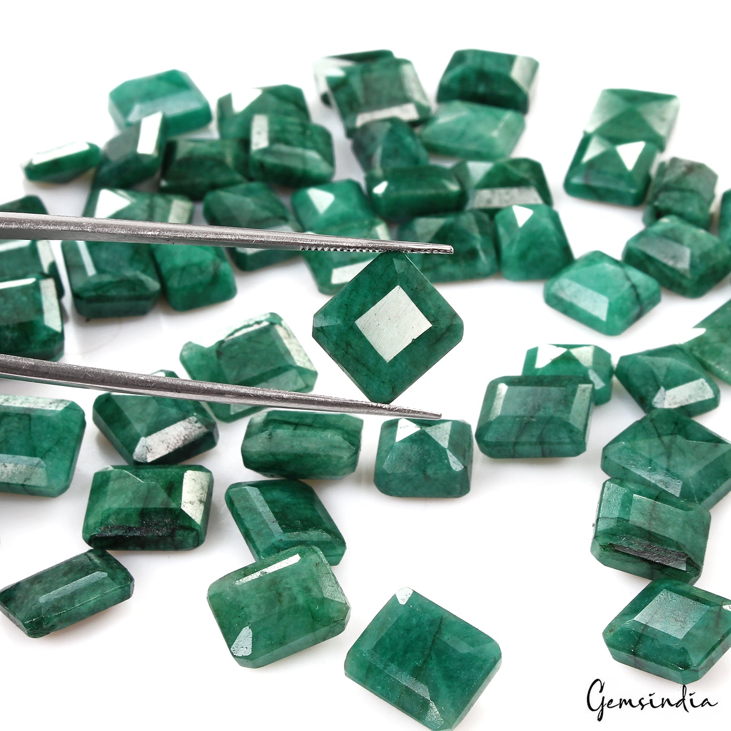 Natural 320 Ct/54 Pcs Natural Zambian Green Emerald Octagon Cut Loose Gemstones