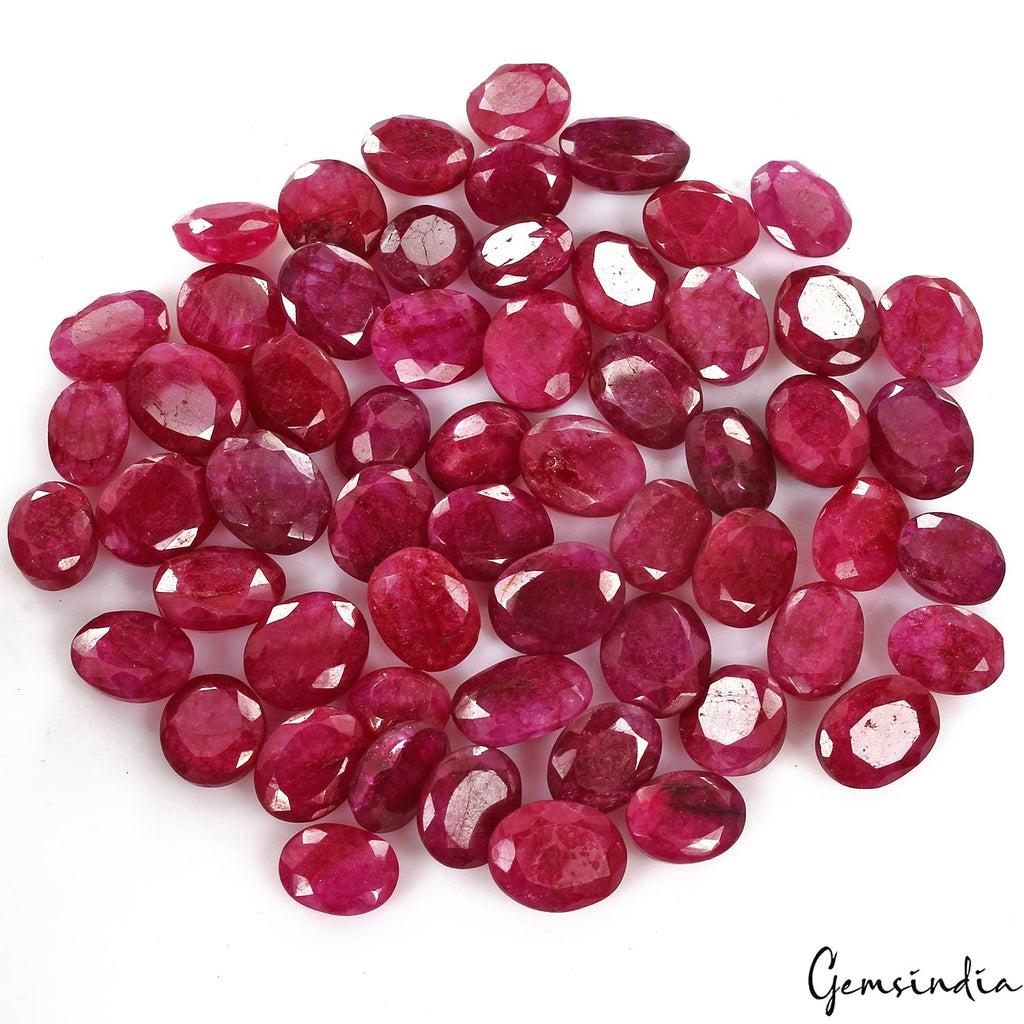 370 Ct/58 Pcs Natural Red Pink USA Beryl Bixbite Oval Cut Loose Gems For Jewelry