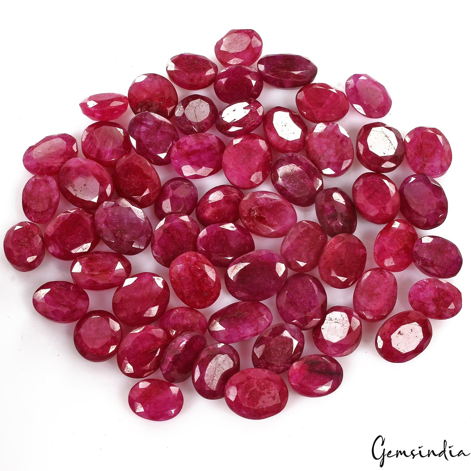 370 Ct/58 Pcs Natural Red Pink USA Beryl Bixbite Oval Cut Loose Gems For Jewelry