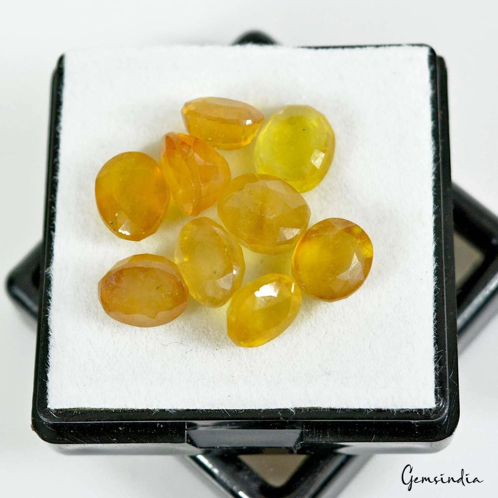Yellow Sapphire Lot, Loose Gemstone, Untreated — 9 Pieces, 8mm to 9mm, 31.30 Ct, Sri Lanka