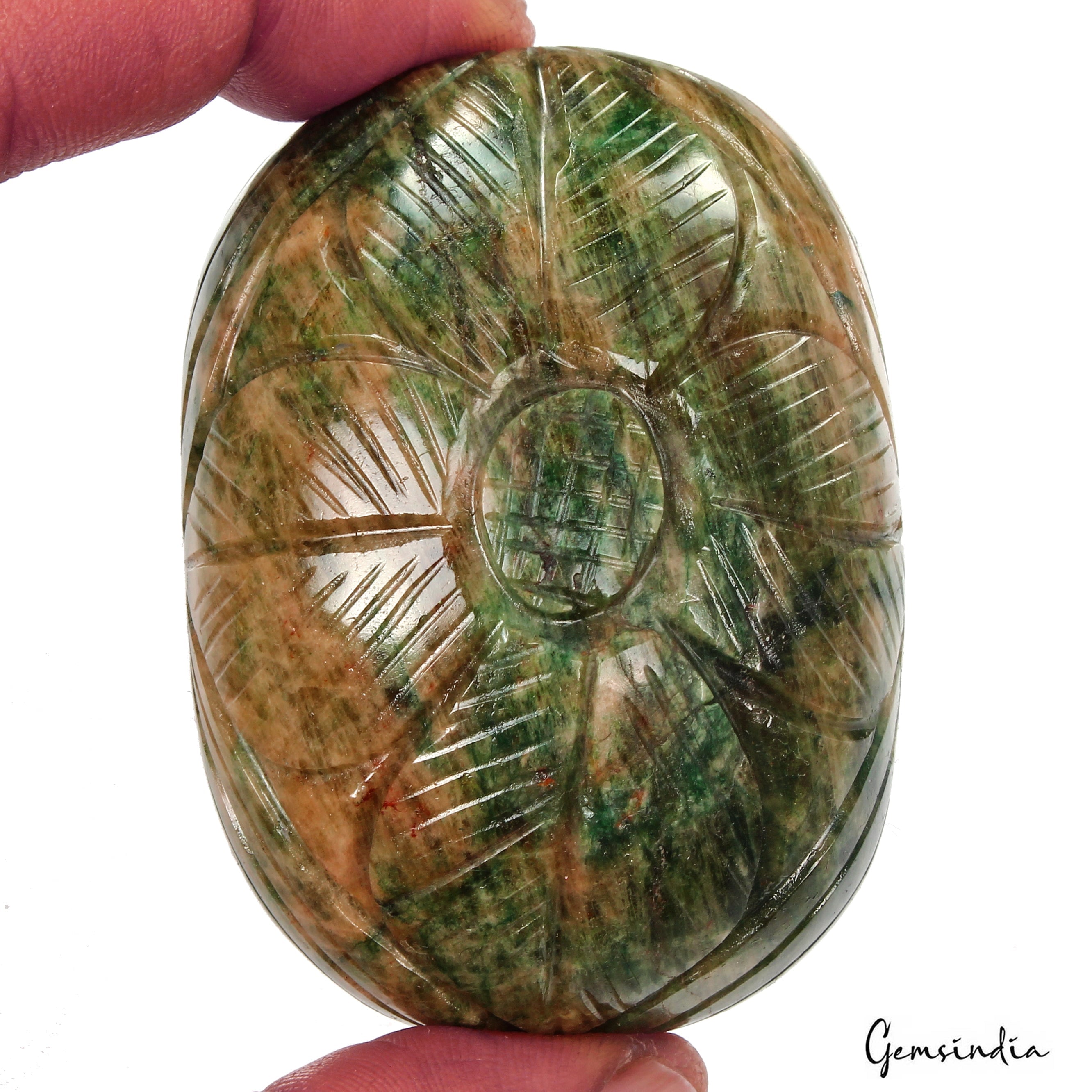 860 Ct Natural Green Brazilian Emerald Oval Cut Both Side Carving Loose Gemstone