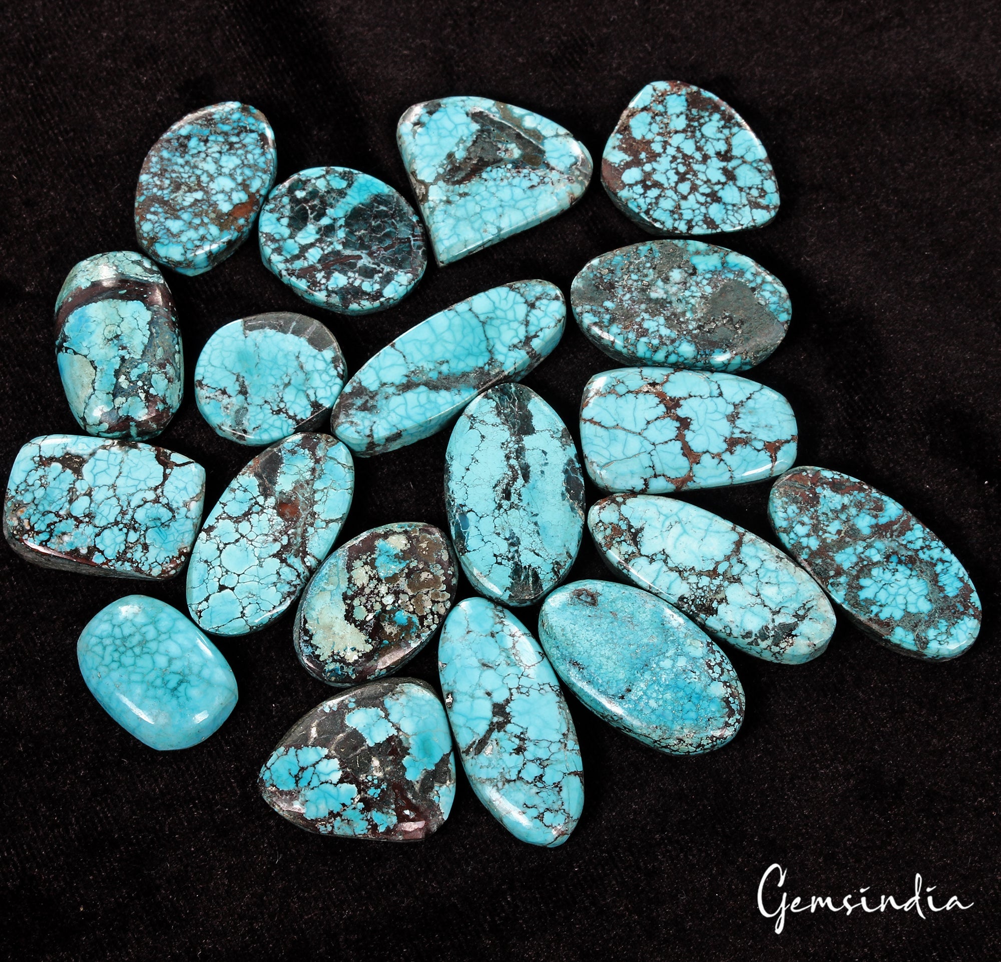 600 Ct/19 Pcs Natural Blue Arizona Spider Web Turquoise Mix Cab Loose Gems Lot