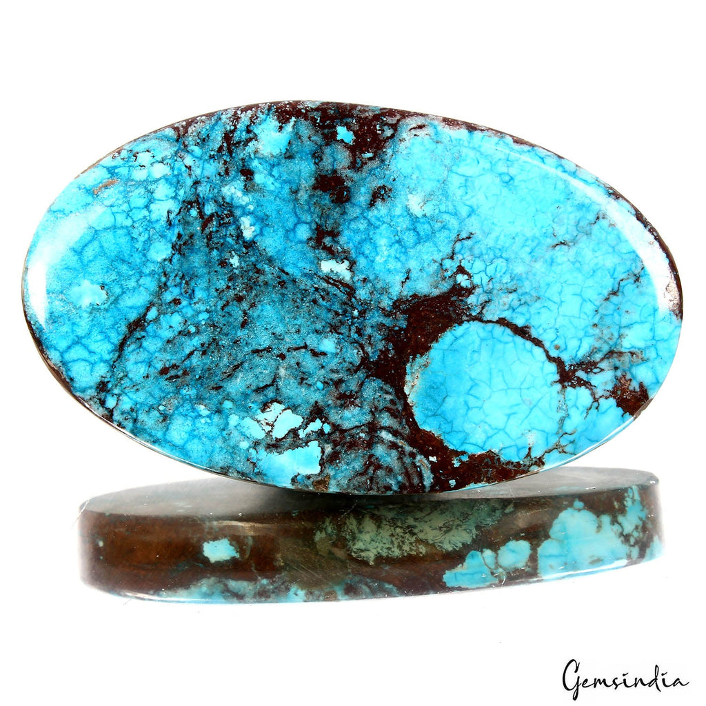 Large 292.20 Ct Spiderweb Turquoise Blue Oval Shape USA Arizona Loose Cab Gems