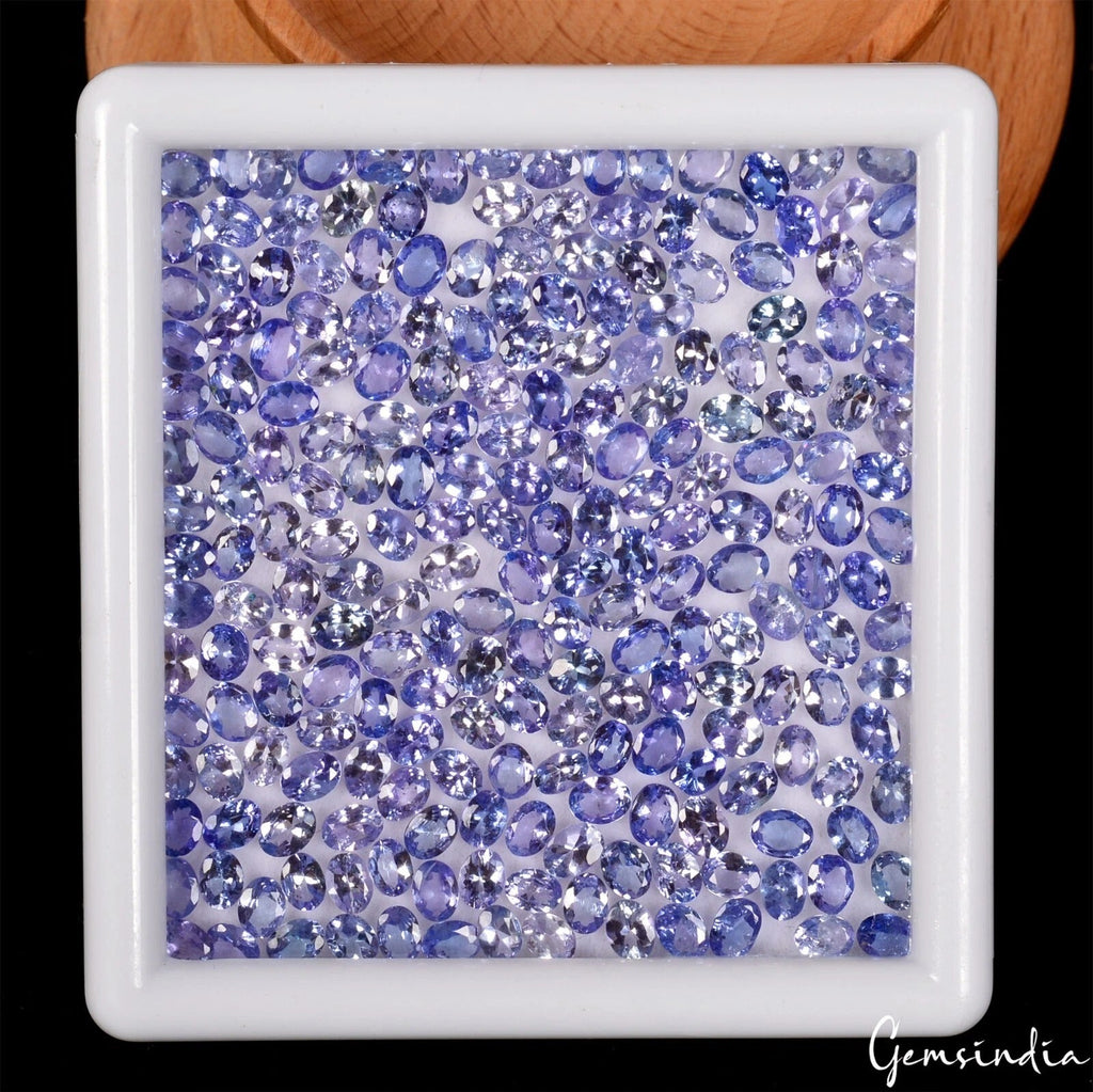 Certified 50 Cts Natural Violet Blue Tanzanite Oval Cut Loose Gems 320 Pcs/4x3mm