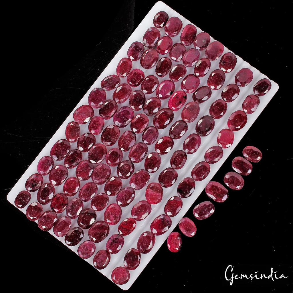 Ruby Lot, Loose Gemstone, Color Enhanced, Red — 103 Pieces, 16mm to 20mm, 2000 Ct, Madagascar