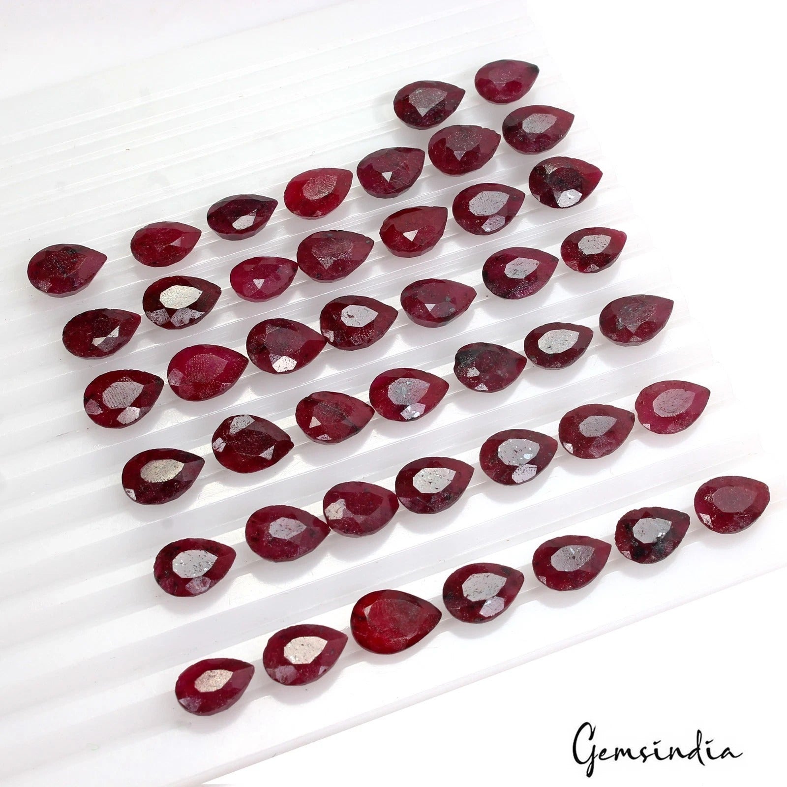 Ruby Lot, Loose Gemstone, Color Enhanced, Red — 44 Pieces, 12mm to 13mm, 248.05 Ct
