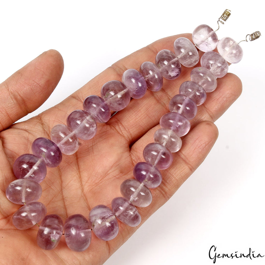 26Pc Natural Purple Amethyst Round Cabochon 14-16mm Drilled Bead Strand~12" Long