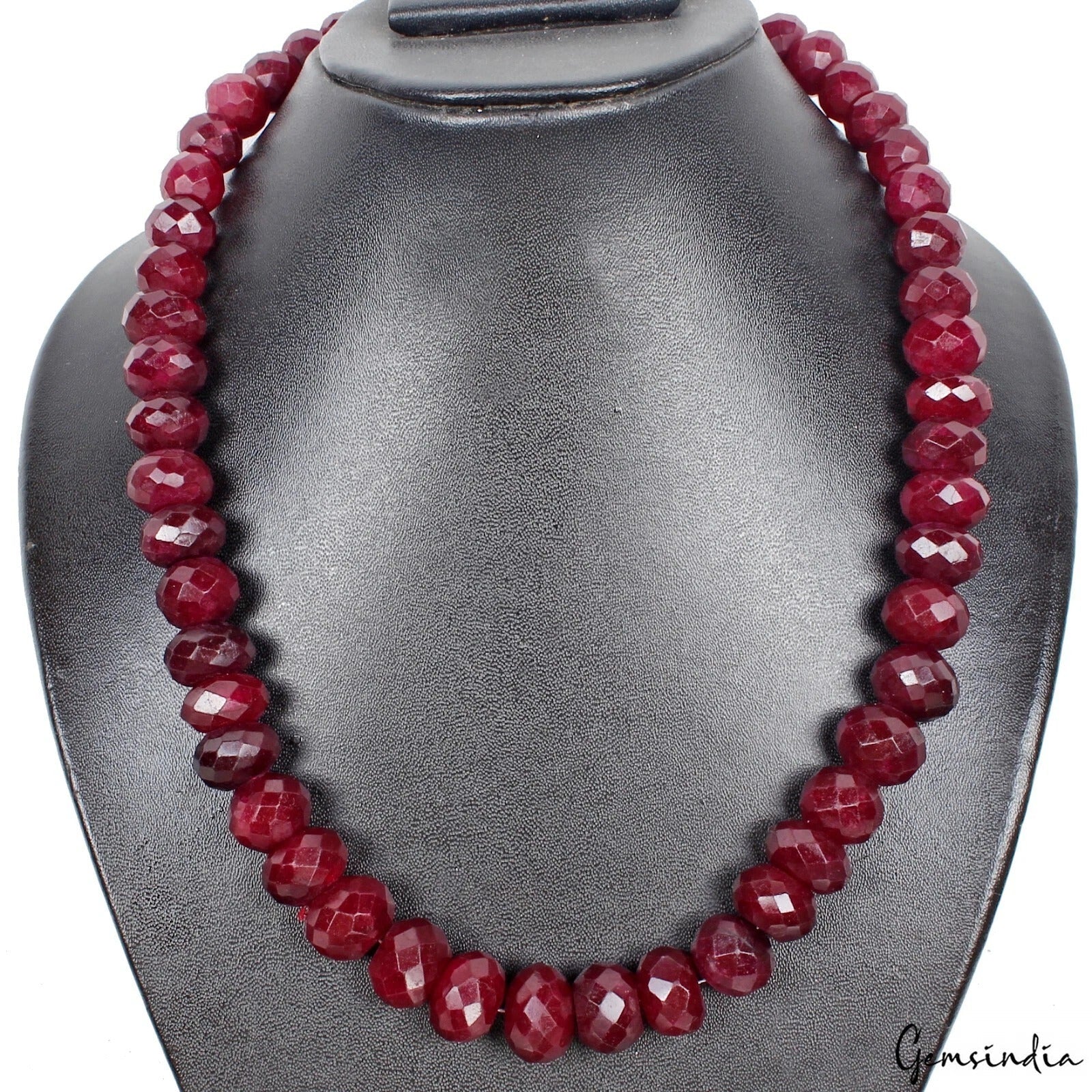 700 Ct Natural Maroon Red Quartz Round Beaded Single Strand Adjustable Necklace