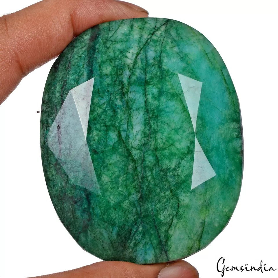 Brazilian Emerald Loose Gemstone, Oval Cut, Color Enhanced — 72x58x35mm, 1280 Ct, Brazil