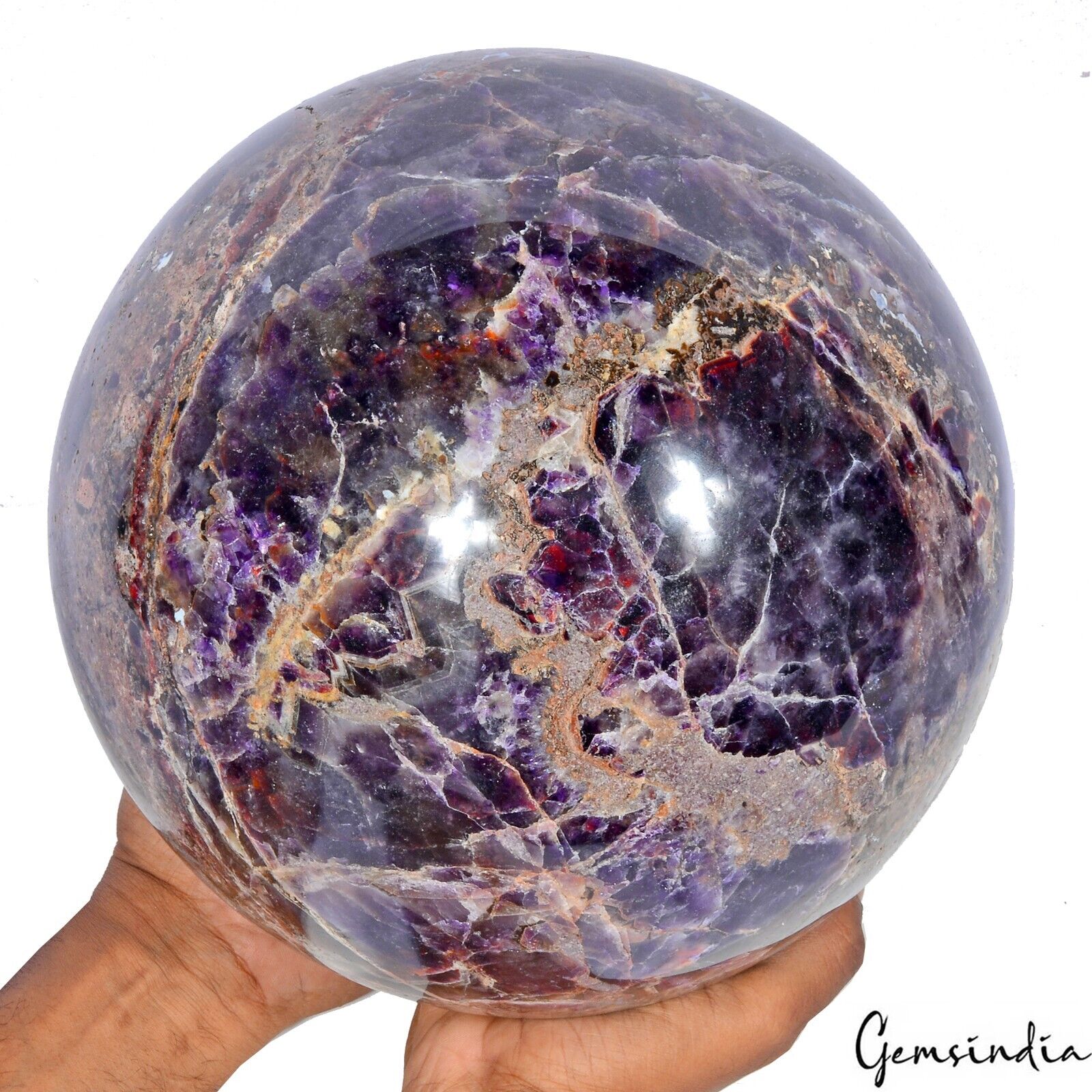 X Large 19.8 Kilo Natural Amethyst Crystal Mineral Sphere Gem /Home Decor~9.5"