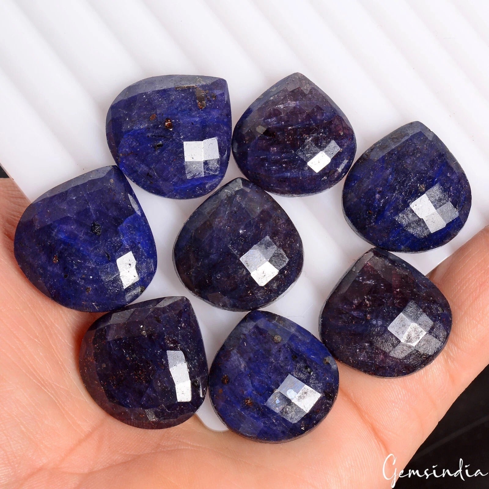 Blue Sapphire Lot, Loose Gemstone, Color Enhanced — 8 Pieces, 22mm to 26mm, 290.00 Ct