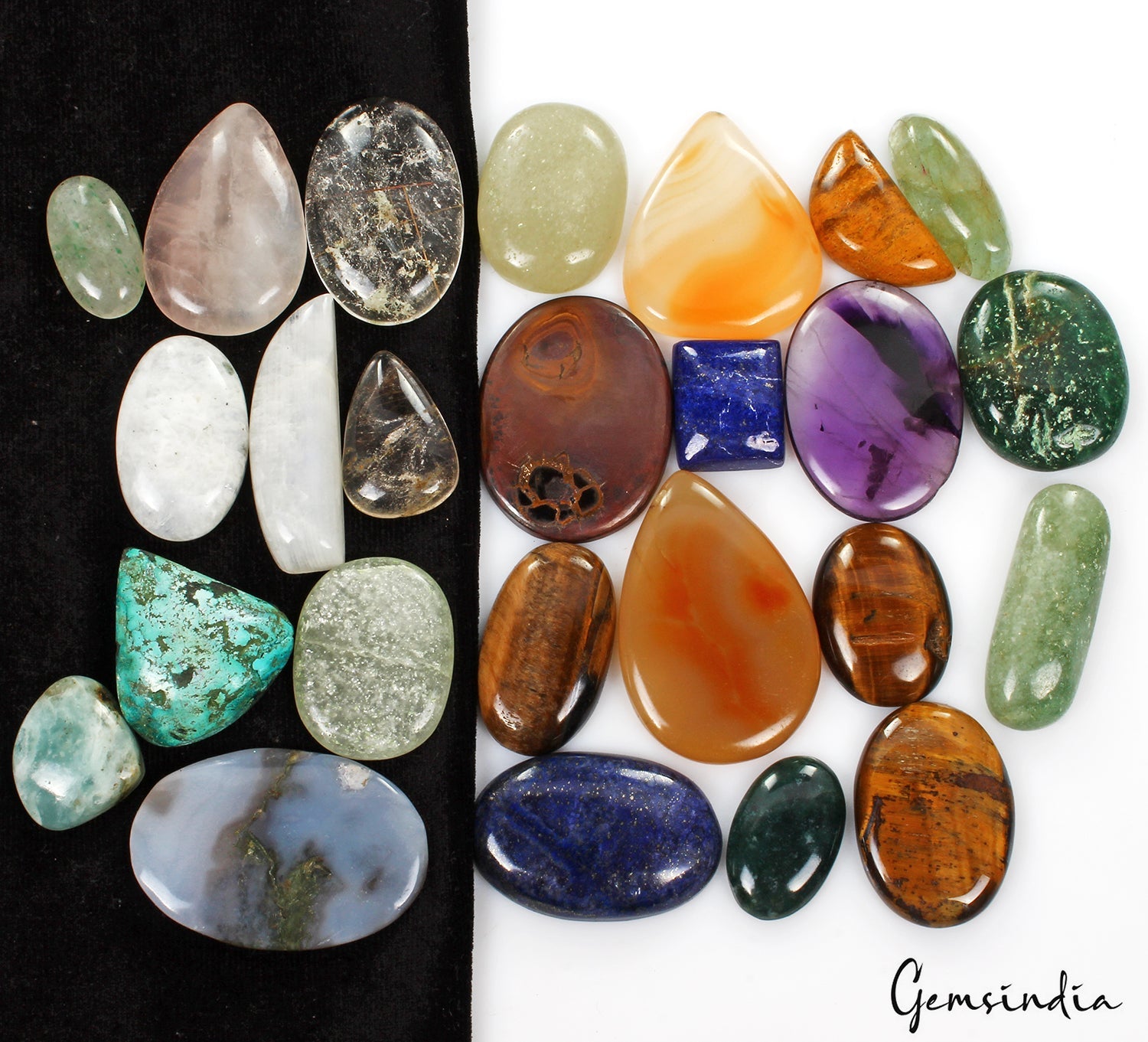 1470 Cts Wholesale Natural Free Size & Shape Mix Gemstone Flat Back Cabochon Lot