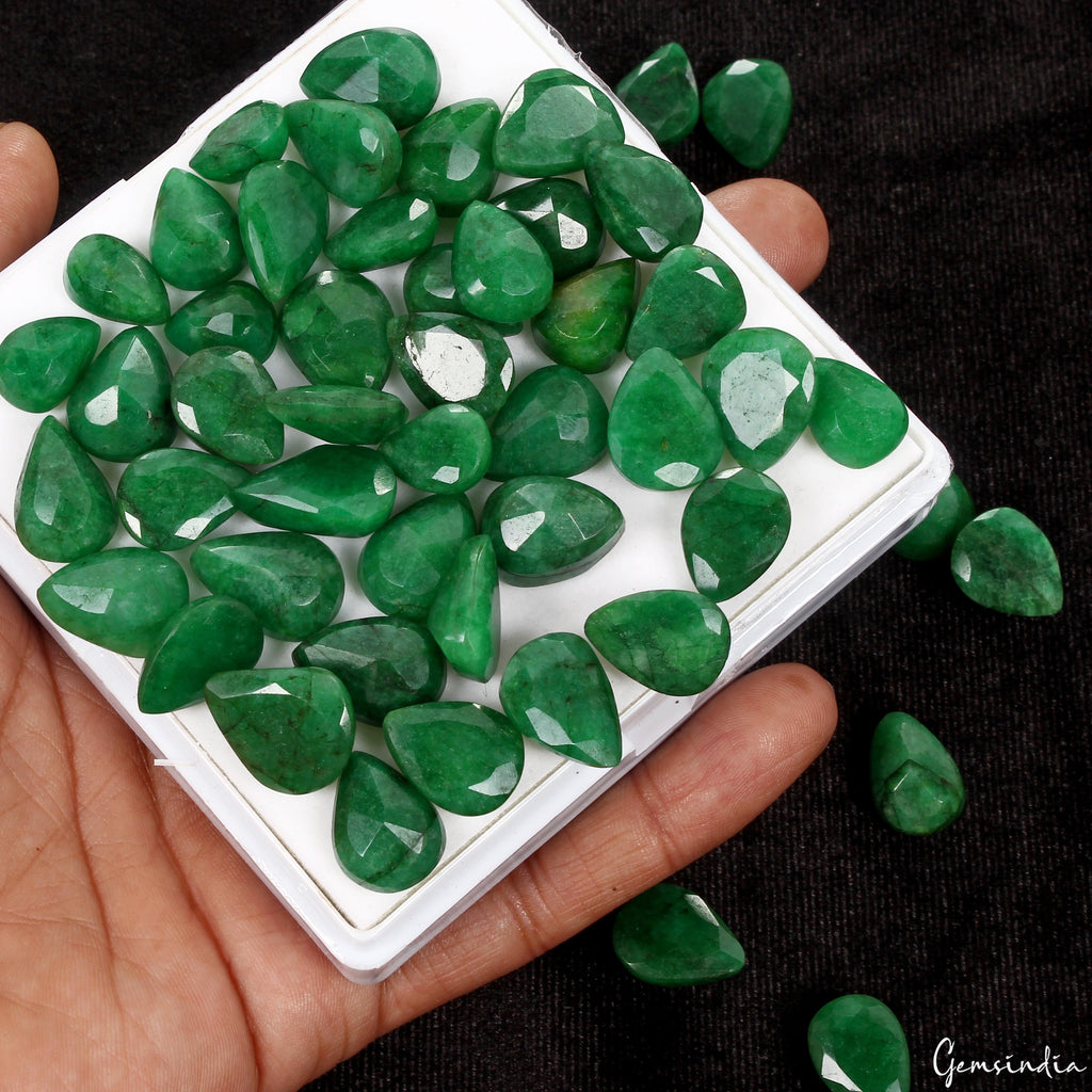 430 Ct Natural Pear Cut Brazilian Green Emerald AAA+ Loose Gemstones Lot~50 Pcs