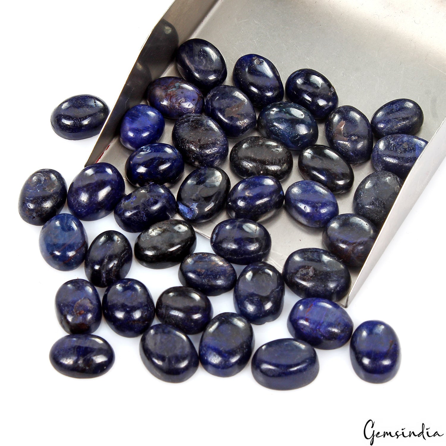 500 Ct / 39 Pcs Natural African Blue Sapphire Oval Cab Loose Gems For Jewelry