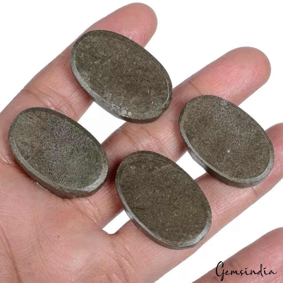 Natural Gold Pyrite Druzy Uncut Flat Back Untreated 430 Ct Loose Gems Lot 4 Pcs