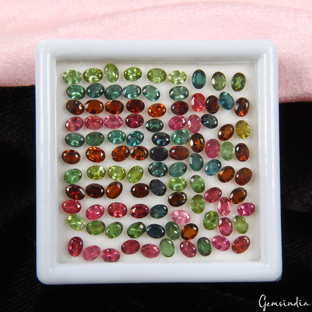 Certified 100 Pc Natural Tourmaline Multi Color 4x3mm Loose Mozambique Gemstones