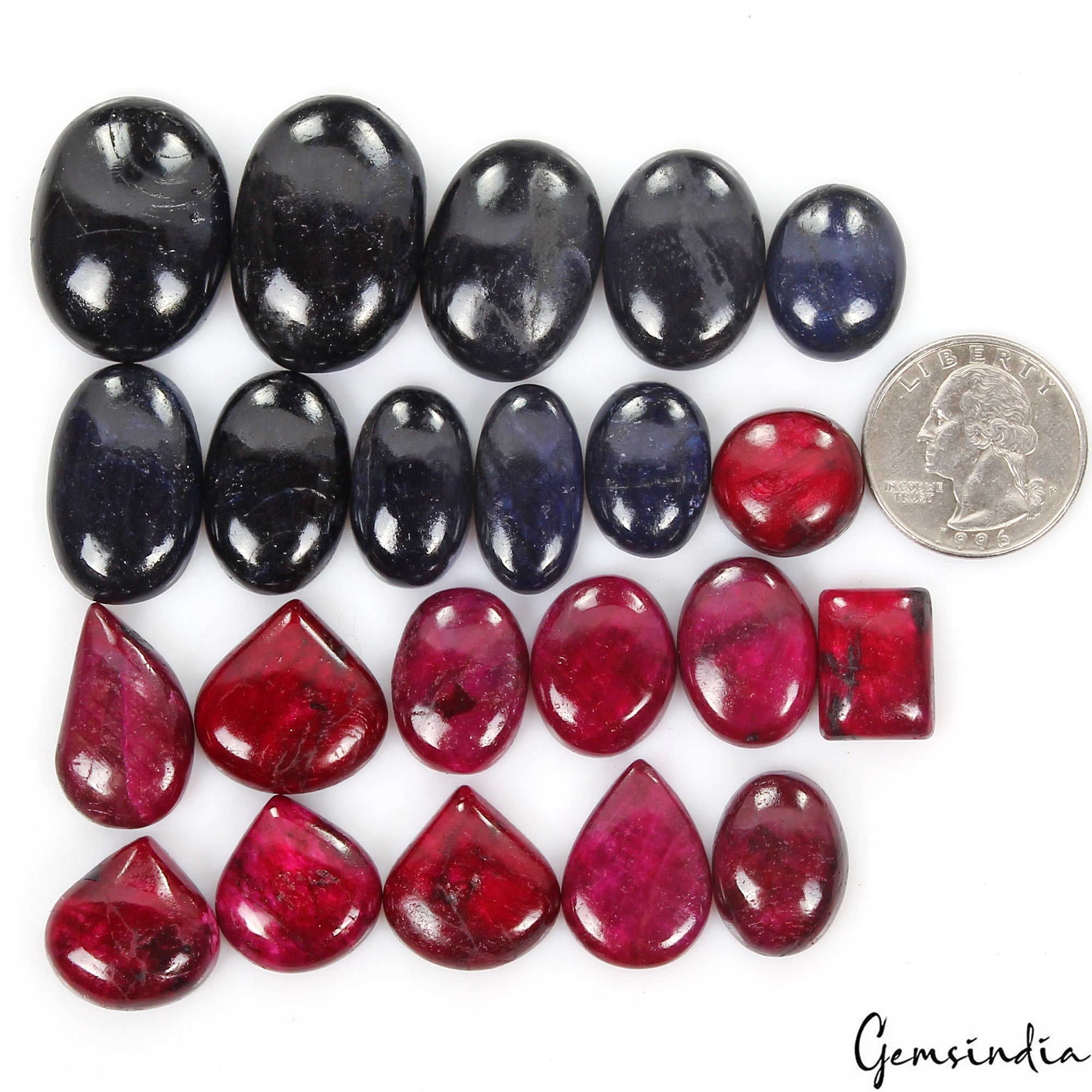 22 Pc Natural Ruby Sapphire Mix Cabochon Loose 16-30mm Jewelry Gemstones~ 620 Ct