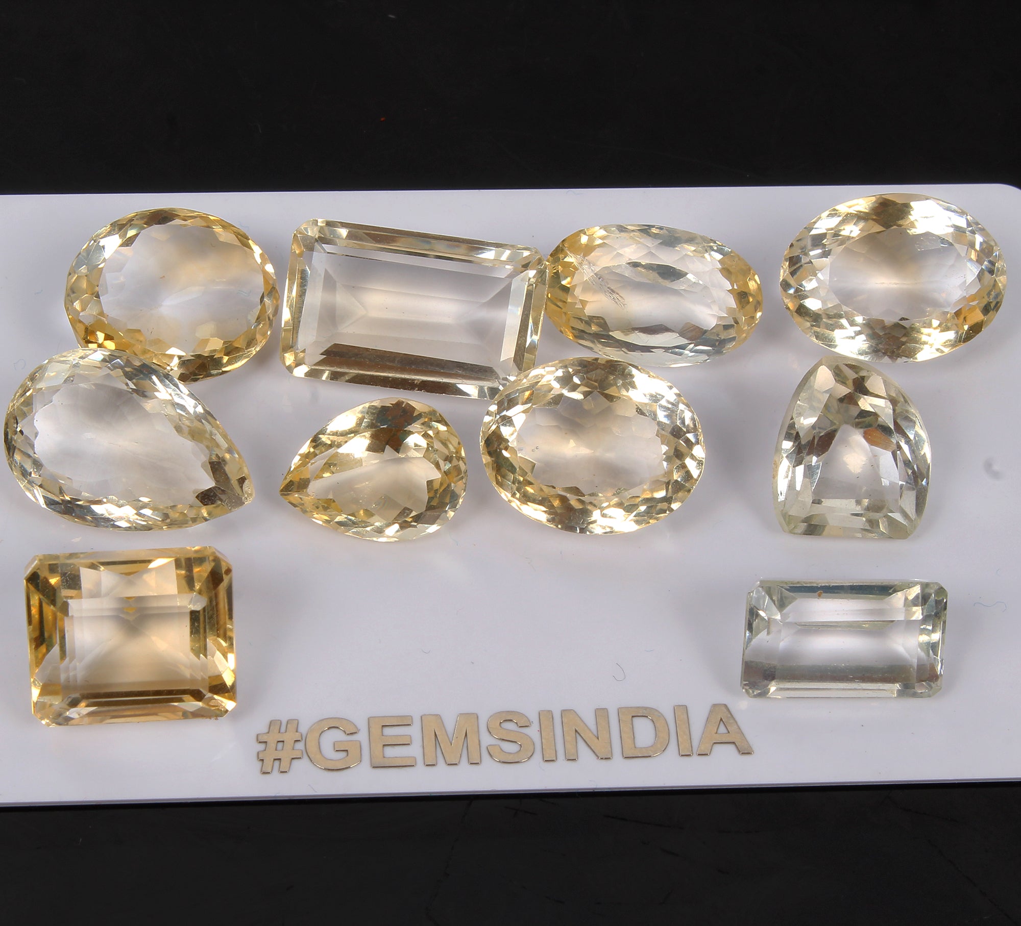 Citrine Lot, Loose Gemstone, Untreated, Yellow — 10 Pieces, 13mm to 19mm, 116.80 Ct, Brazil