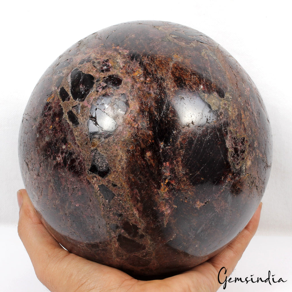 Large 6.9in Red Almandine Garnet Stone Healing Meditation Charged Power Sphere
