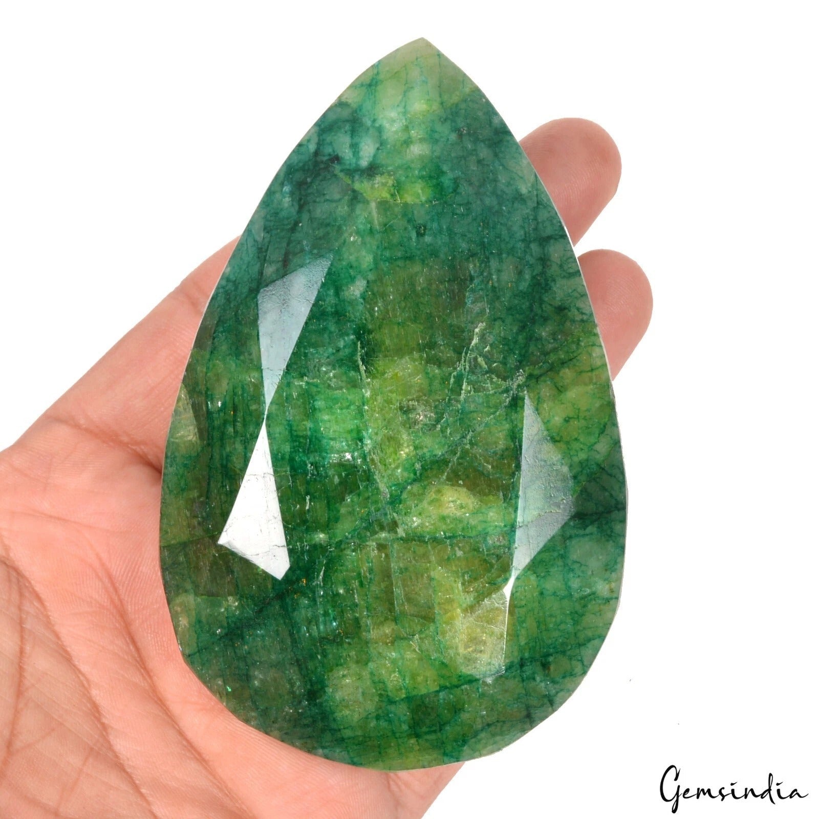 1800 Ct Natural Green Blue Brazilian Emerald Pear Faceted Earth Mined Loose Gem