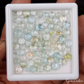 82 Pcs Blue Green Aquamarine Round Cab 3mm-7mm Loose Unheated Gemstones~56.70 Ct