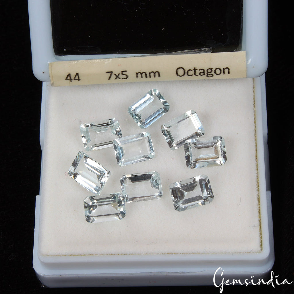 Wholesale 7x5mm Emerald Cut Natural Aquamarine Loose Calibrated Gemstones~ 9 Pcs