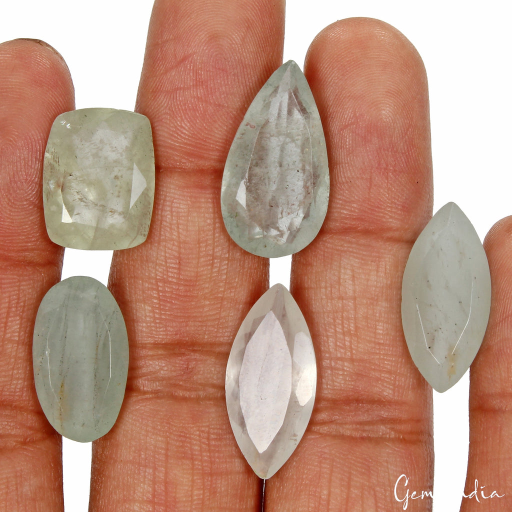 56.50 Ct Natural Aquamarine Mixed Cut 17-23mm Lot~ 5 Pcs Faceted Loose Gemstones