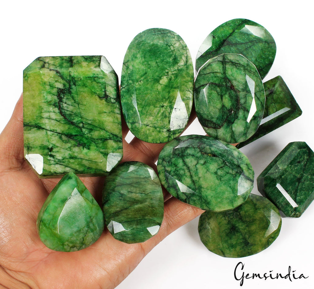 5350 Ct Natural Green Emerald From Brazil Loose 45-57mm Mix Cut Gemstones Lot