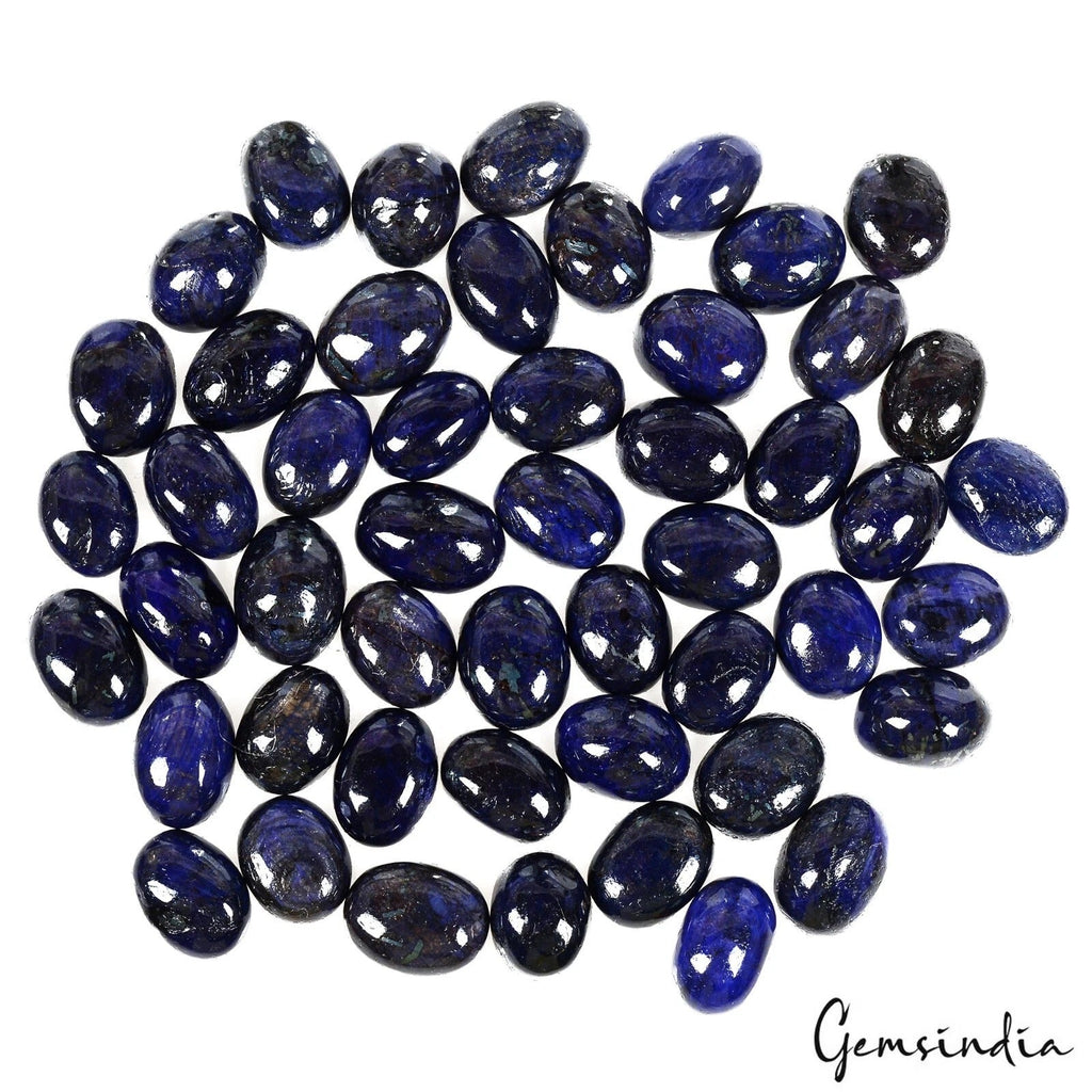 300 Ct/50 Pcs Natural African Dark Blue Sapphire Oval Cab Loose Gems For Jewelry