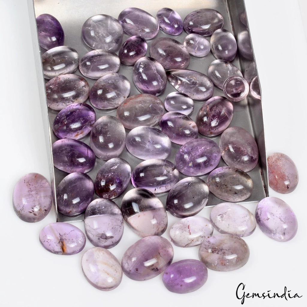 370 Cts/44 Pcs Natural Purple Amethyst Oval Cab Loose Wholesale Gemstones Lot