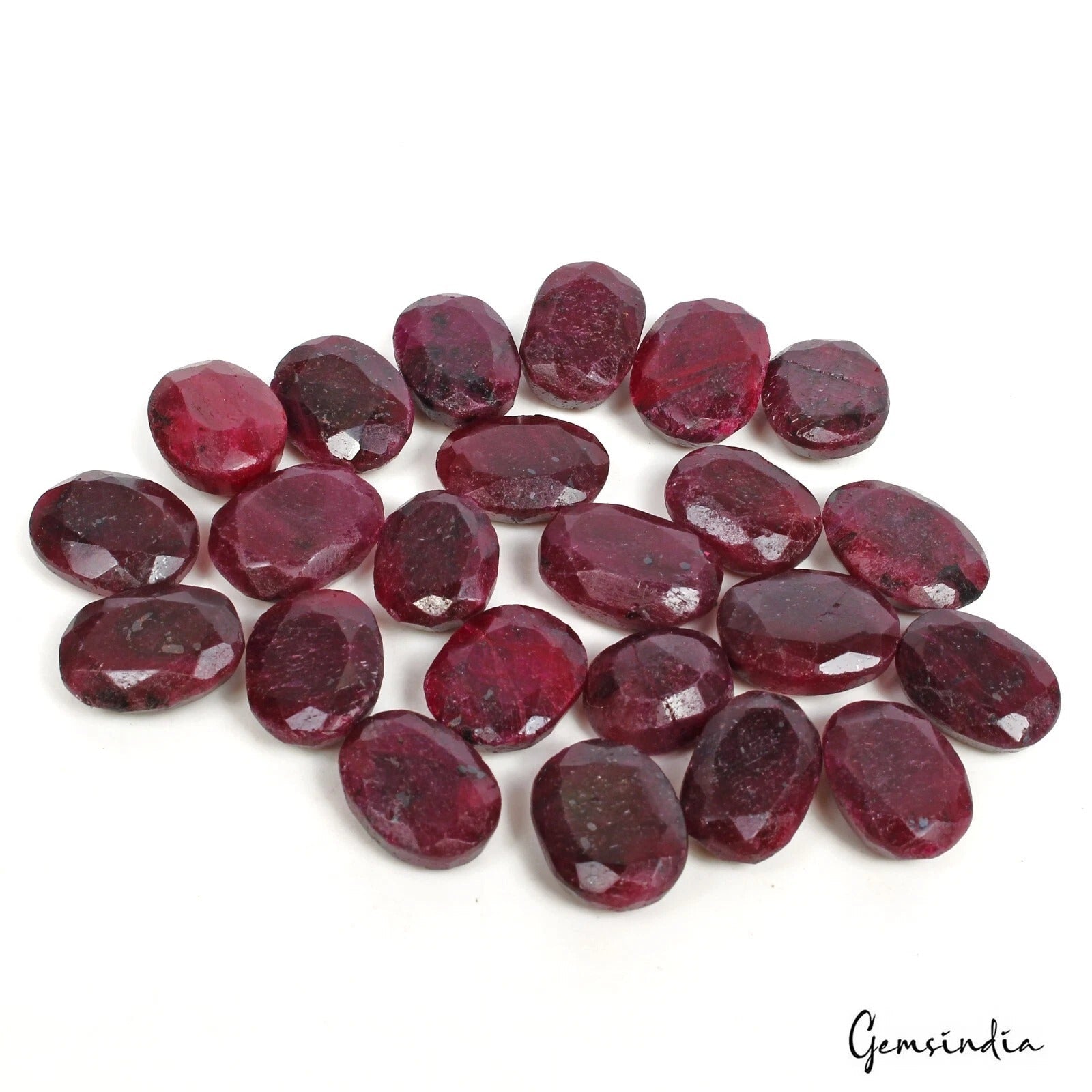 430 Cts/23 Pcs Natural Dark Red Ruby Oval Faceted Cut Loose Gems Lot For Jewelry