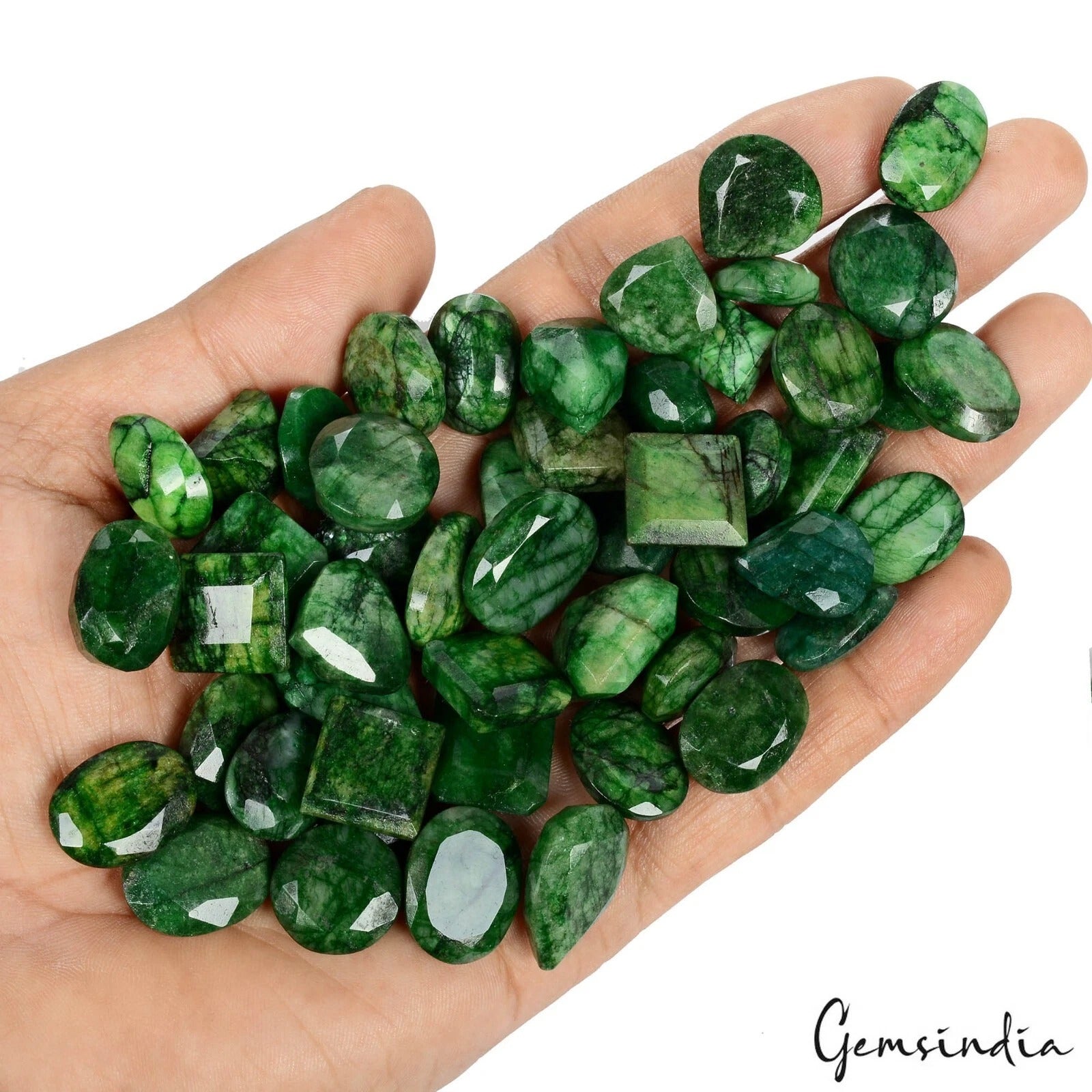 700 Cts/51 Pcs Natural Brazilian Bottle Green Emerald Mix Cut Wholesale Gems Lot