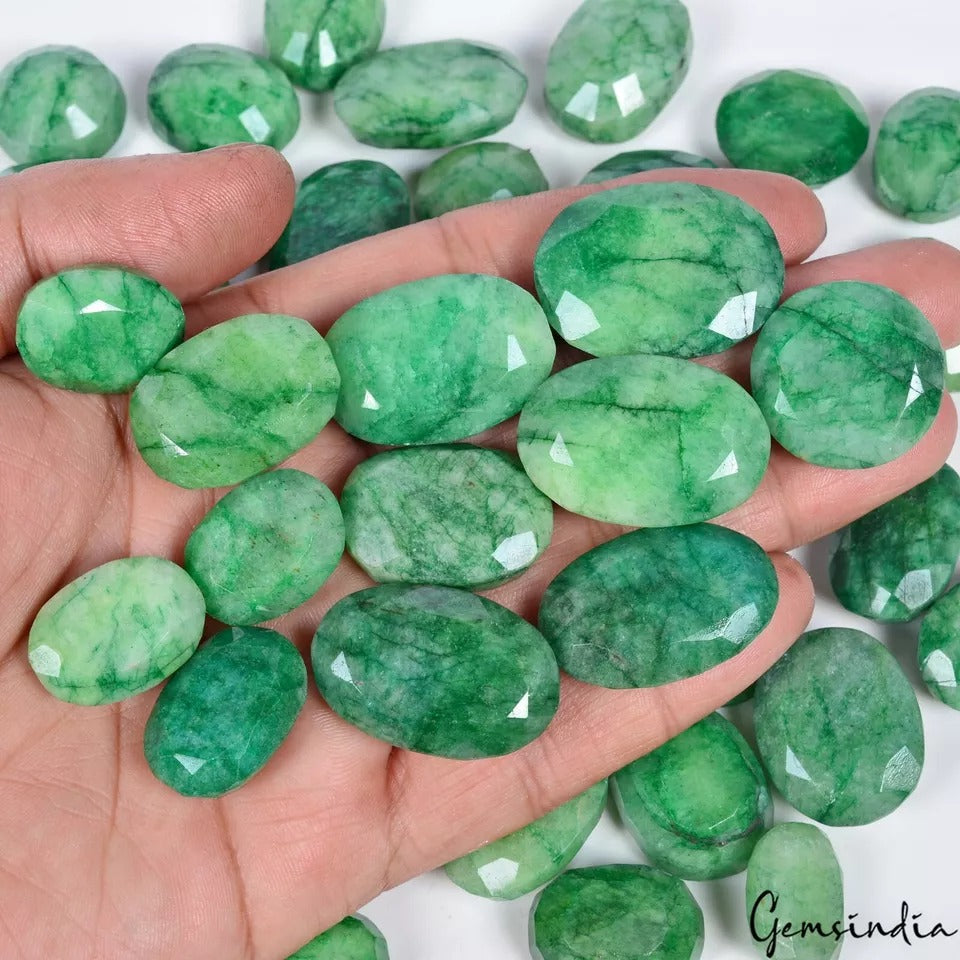 1500 Ct/38 Pcs Natural Brazilian Green Emerald Oval Cut Loose Wholesale Gems Lot
