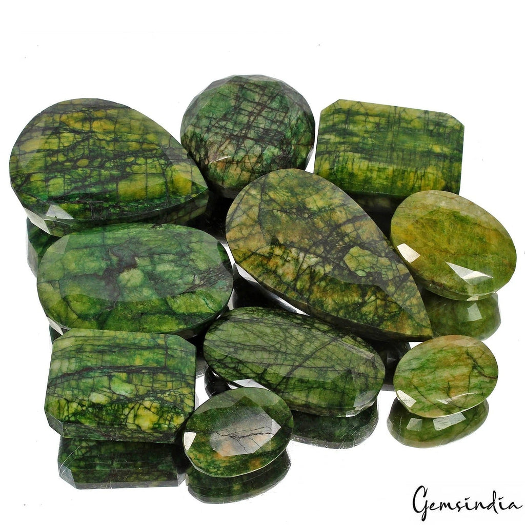 9760 Ct/10 Pcs Natural Brazilian Dark Green Emerald Mix Cut Loose Wholesale Gems