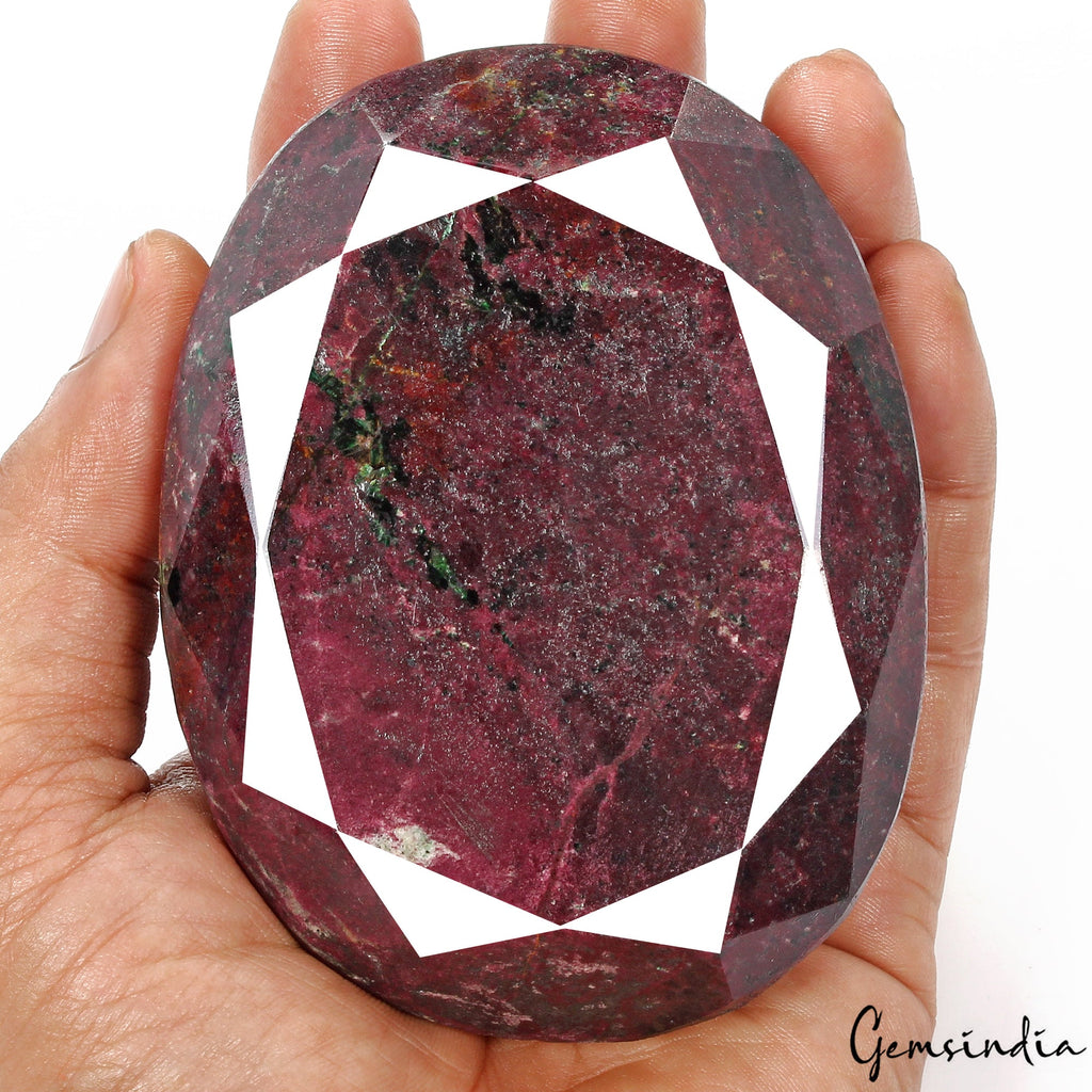 Natural Untreated Red Ruby 740 Gram Very Large Oval Cut Faceted Loose Gemstone