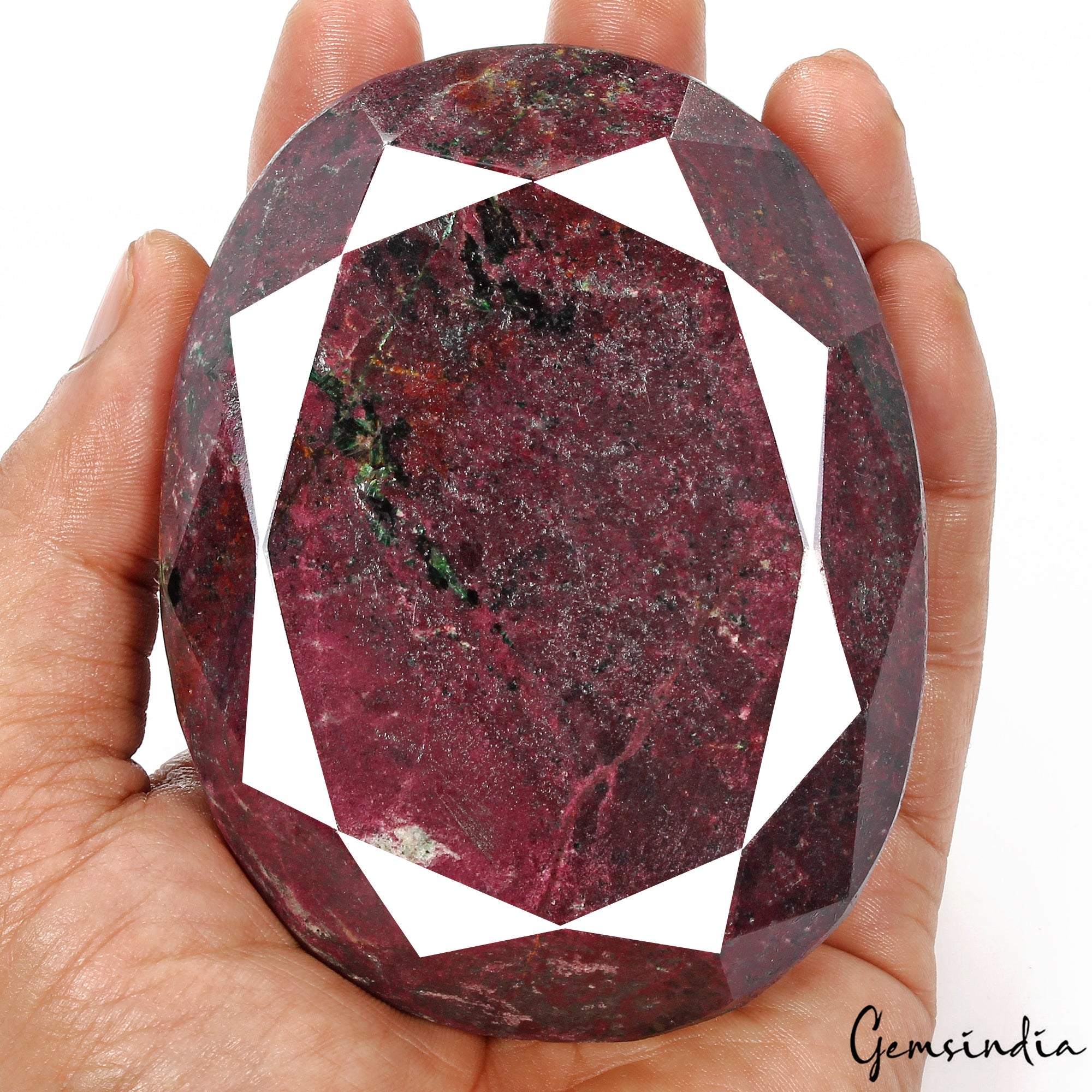 Natural Untreated Red Ruby 740 Gram Very Large Oval Cut Faceted Loose Gemstone