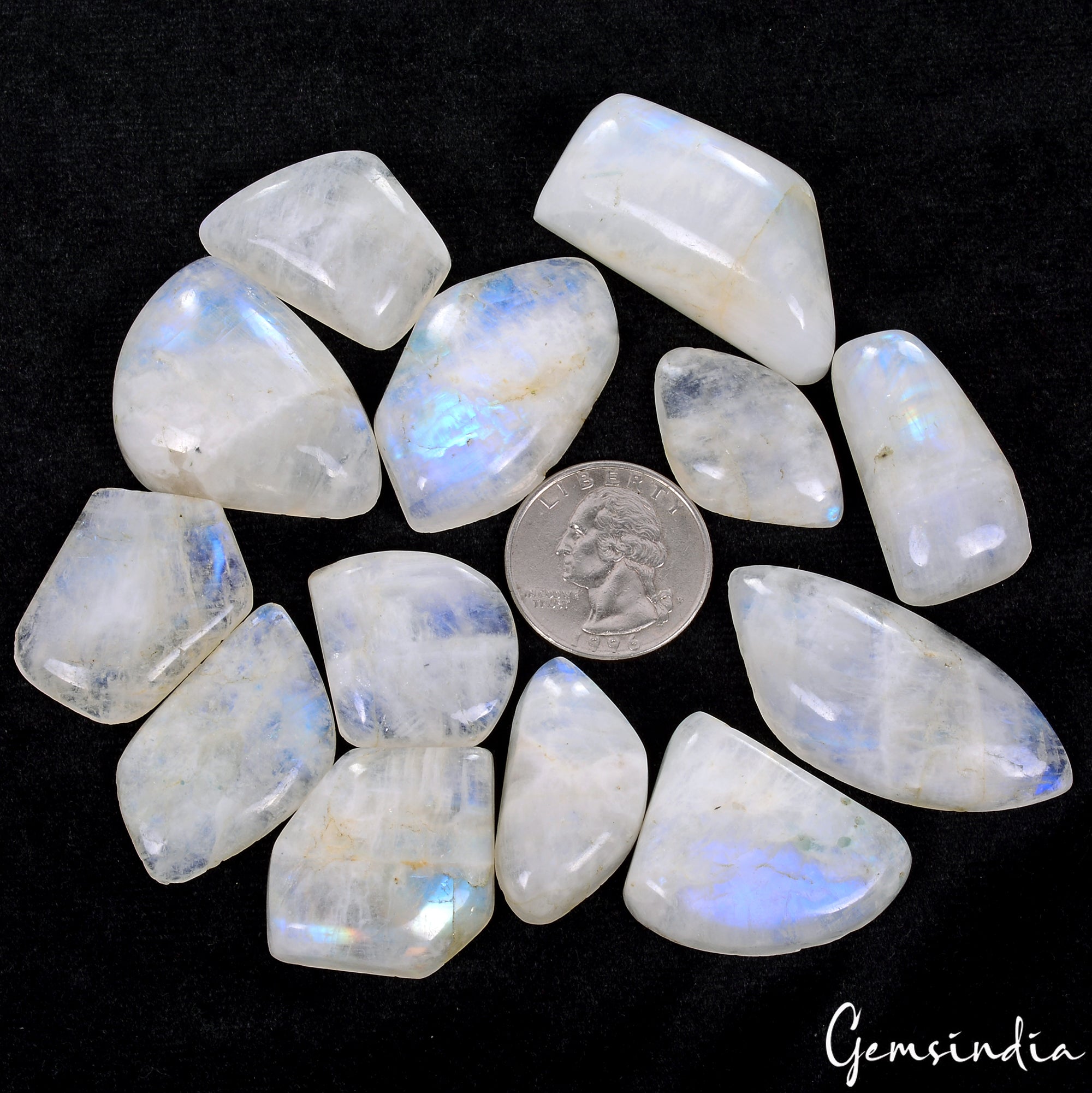 100% Natural Blue Shine MOONSTONE Fancy Cabochon 650 Ct Loose Gemstones 13 PCs