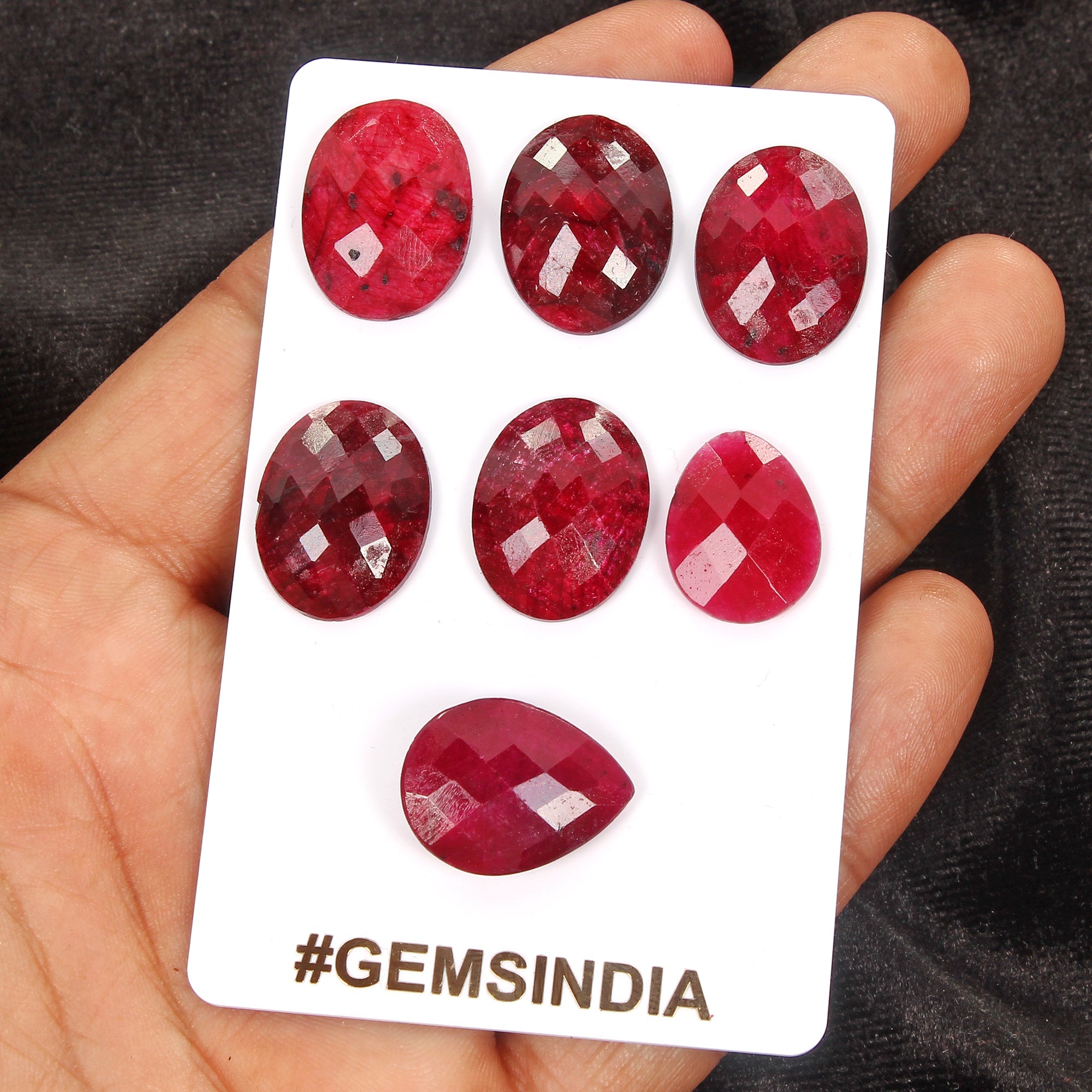 Certified 100 Cts/7 Pcs Natural Red Ruby Mix Checker Cut Loose Jewelry Gemstones