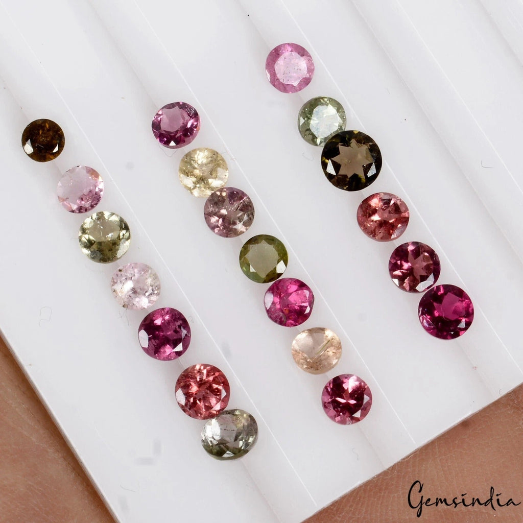 5.60 Ct Natural Untreated Tourmaline Round Cut Faceted 3-5mm Finest Loose Gems