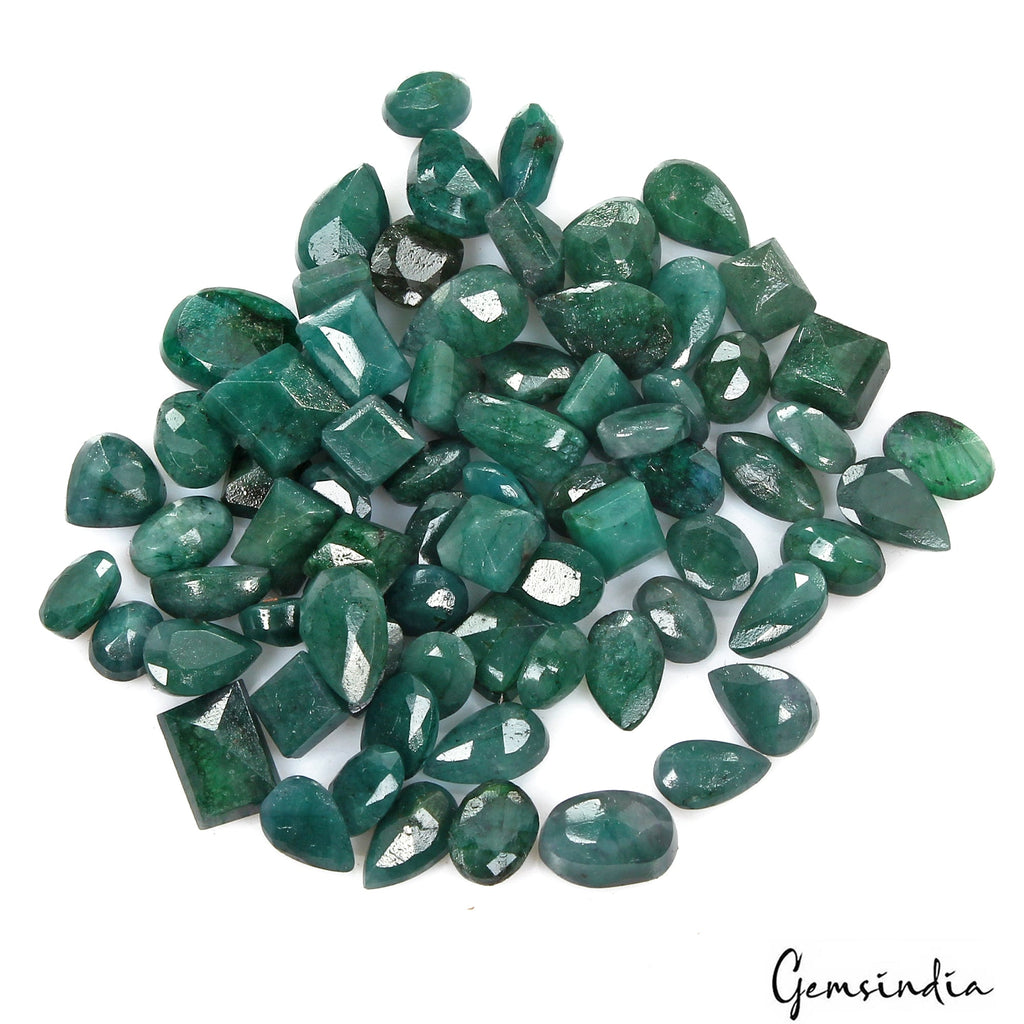 230 Ct/75 Pcs Natural Brazilian Dark Green Emerald Mix Cut Loose Gem For Jewelry