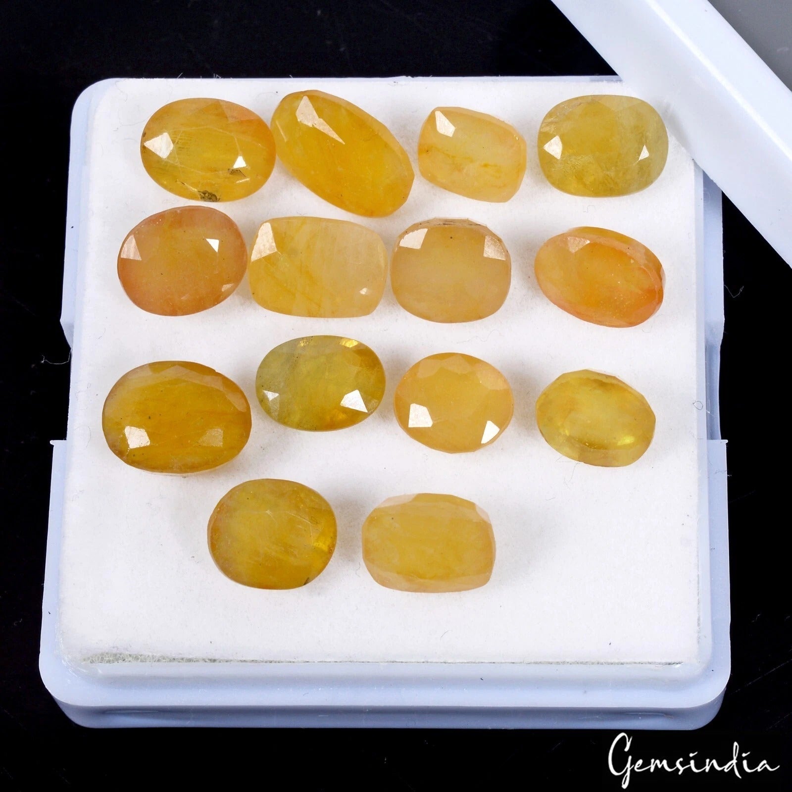Certified 57 Cts/14 Pcs Natural Ceylon Yellow Sapphire Mix Cut Gems For Jewelry