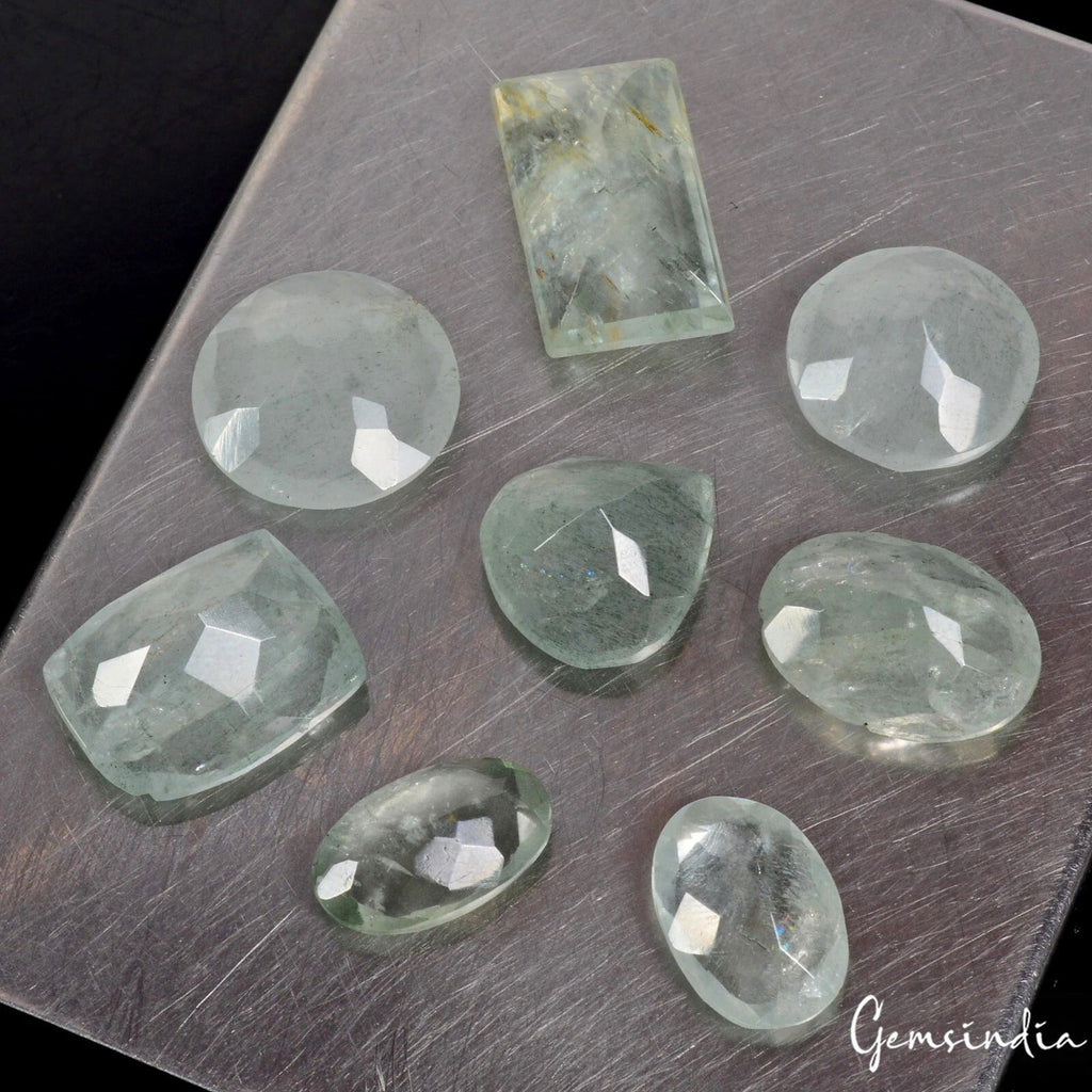 8 Pcs Natural Green Aquamarine Mix Cut Loose Unheated Gemstones 100.80Ct, Brazil