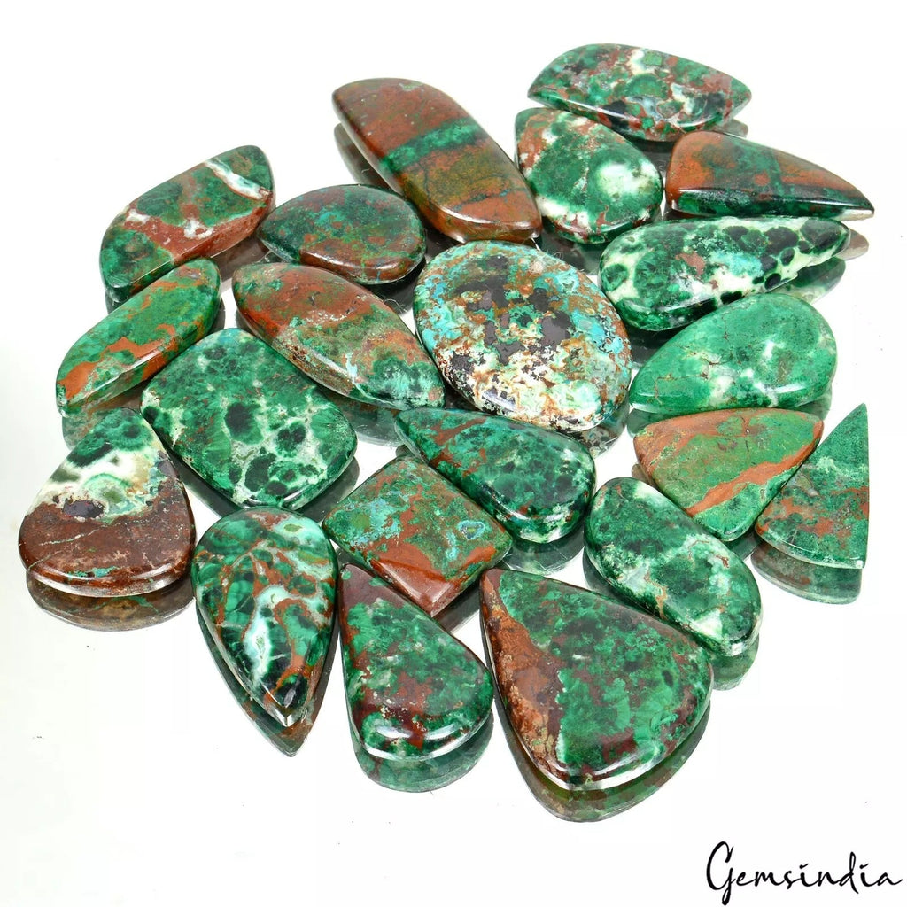 480 Ct/27Pcs Natural Untreated Bi-color Chrysocolla Mixed Cab Wholesale Gems Lot