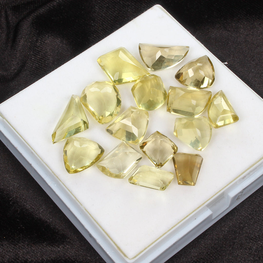 166.55 Cts/15 Pcs Natural Untreated Lemon Quartz Citrine Mix Cut Loose Gemstones