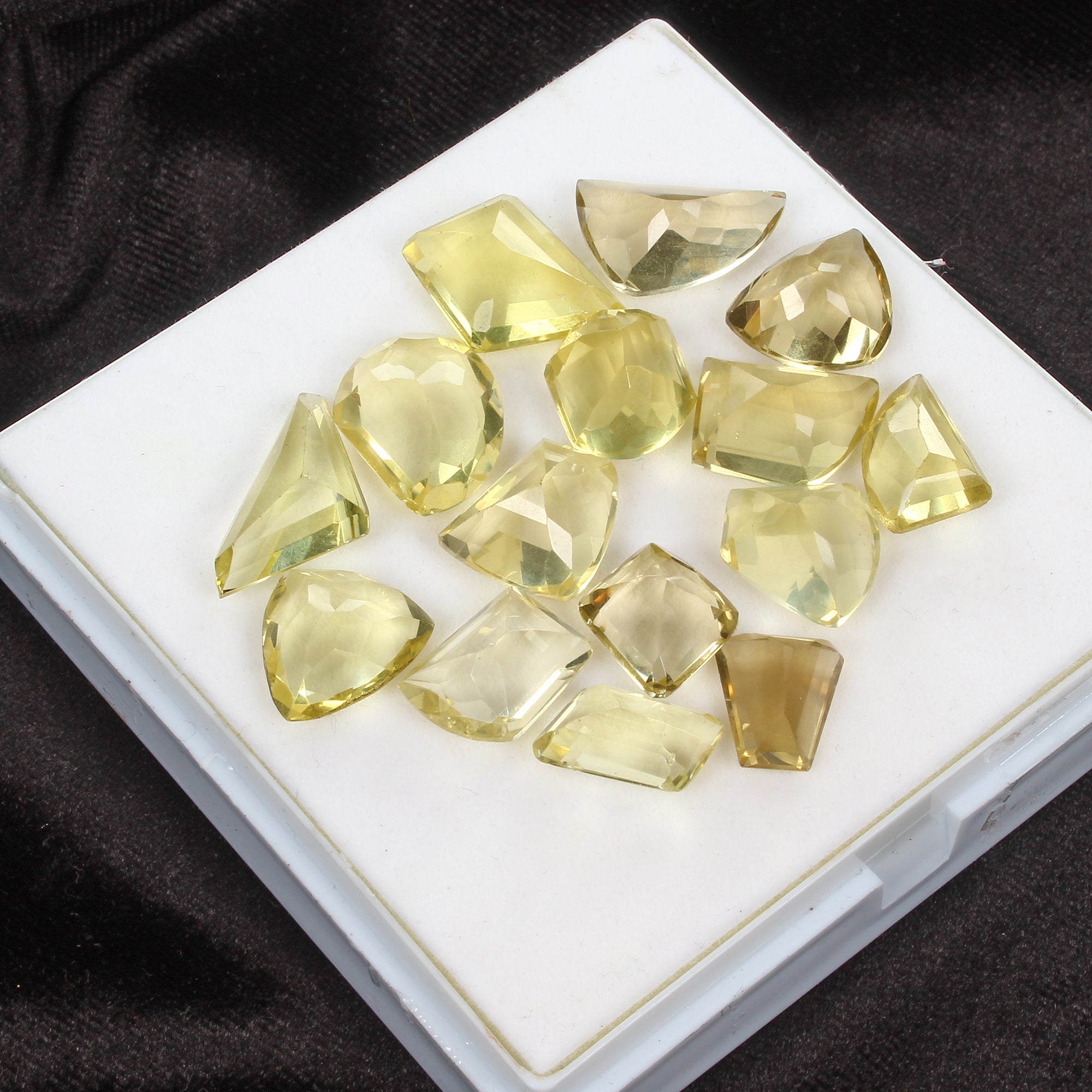 166.55 Cts/15 Pcs Natural Untreated Lemon Quartz Citrine Mix Cut Loose Gemstones