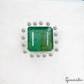 4.40 Ct Natural Green Emerald Octagon Cut & 16 White Round Diamonds 1.5mm Set