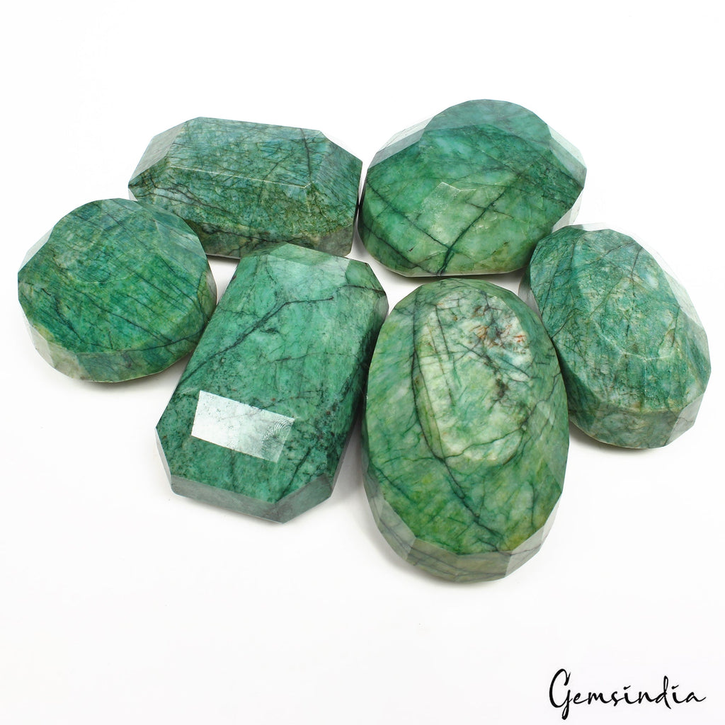 5000 Cts/6 Pcs Natural Brazilian Green Emerald Mix Cut Loose Gems Wholesale Lot