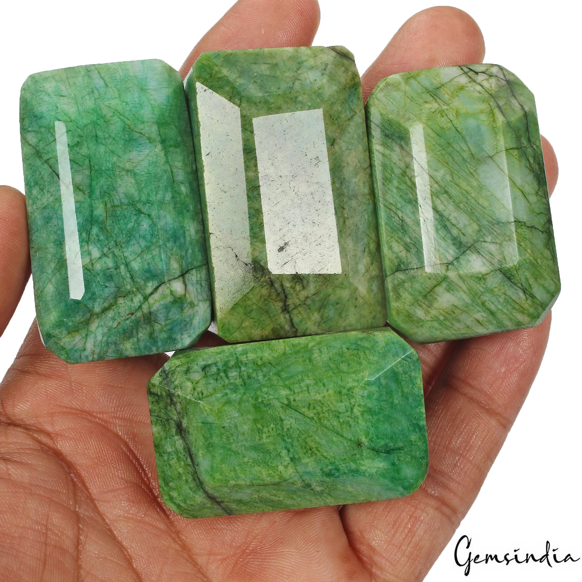 1200 Cts/4 Pcs Natural Brazilian Green Emerald Octagon Cut Wholesale Gems Lot