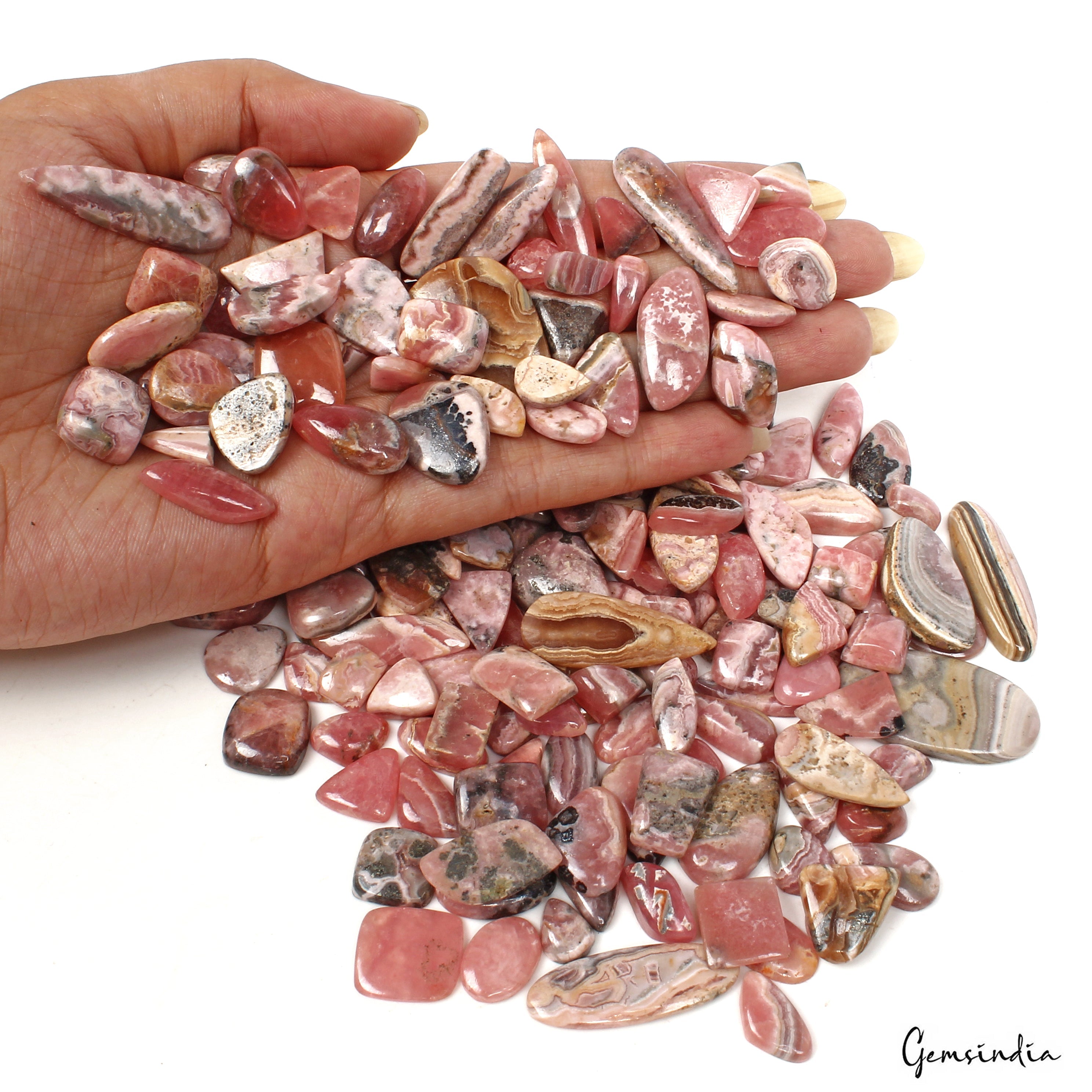 1260 Ct/170 Pcs Natural Untreated Bi Color Rhodochrosite Mix Cab Loose Gems Lot