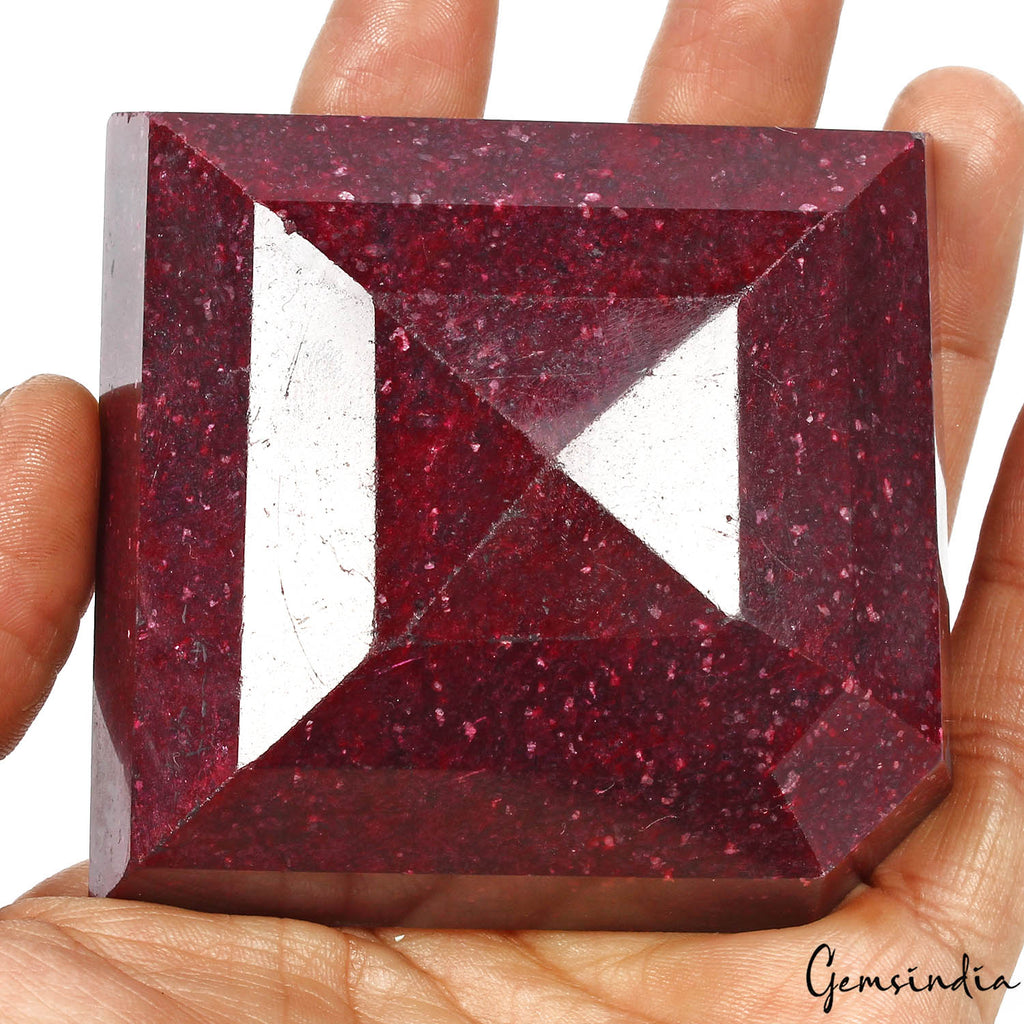 Certified 2040 Ct Natural Dark Blood Red Ruby Fancy Cut Huge Size Loose Gemstone